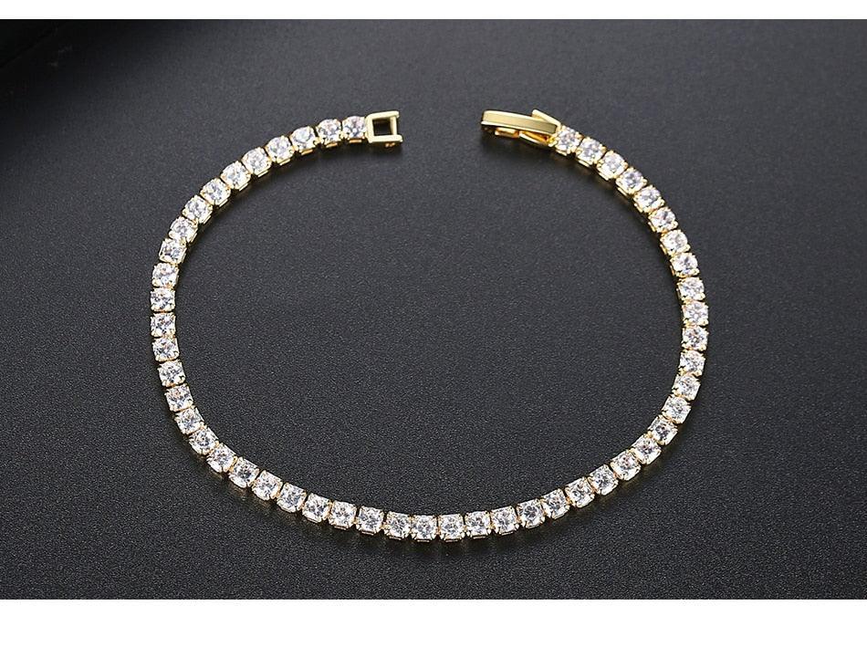 EXQUISITE Charming AAA+ Cubic Zirconia Simulated Diamonds Gold Colour Tennis Bracelets - The Jewellery Supermarket