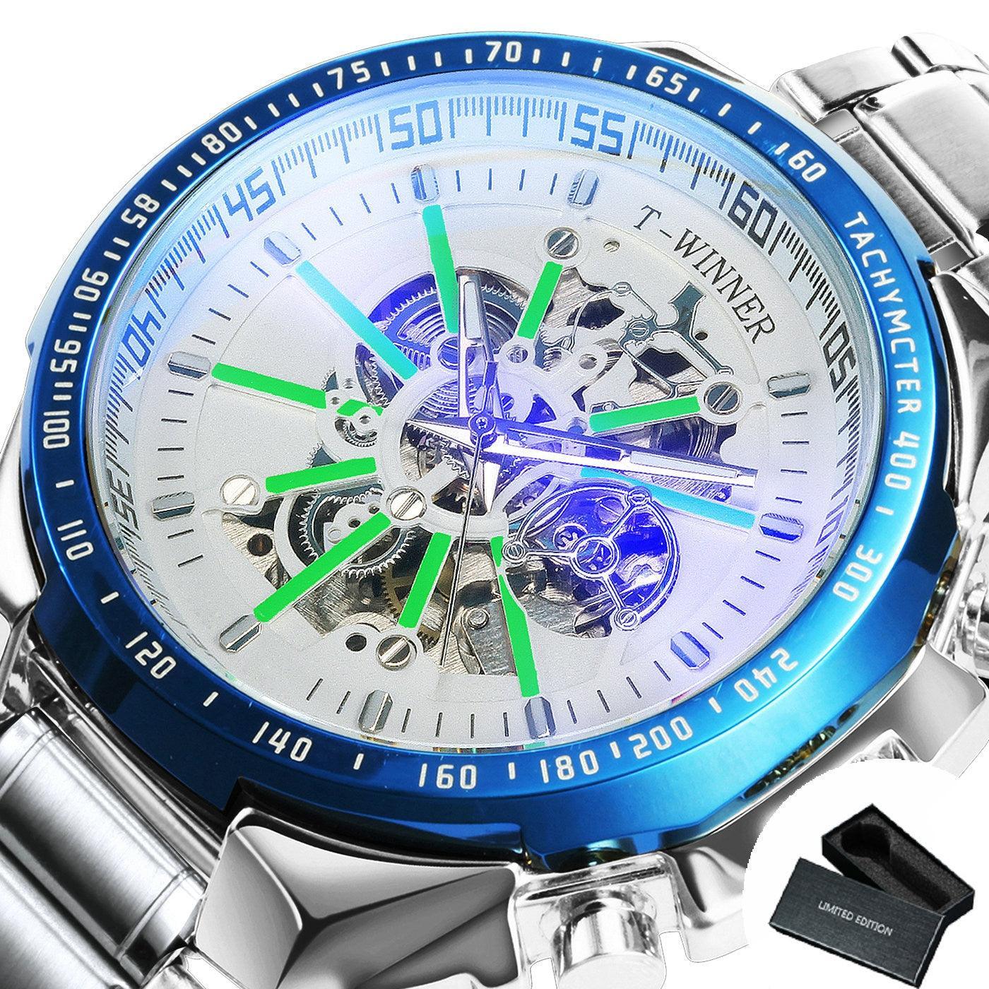 NEW - Luxury Men Gold Skeleton Luminous Military Automatic Mechanical Waterproof Watch - The Jewellery Supermarket
