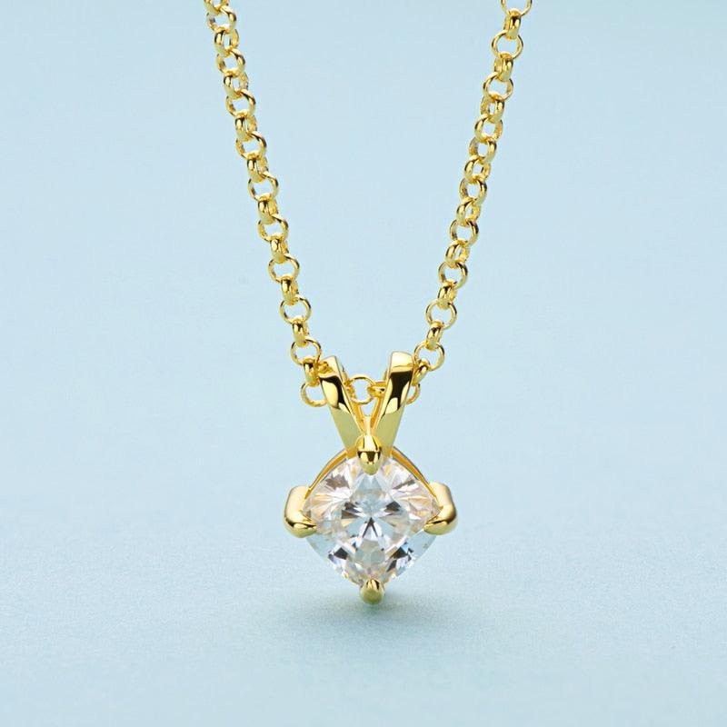 Fabulous 1 Carat D Color Princess/Cushion High Quality Moissanite Diamonds Pendant Necklace - Luxury Jewellery - The Jewellery Supermarket