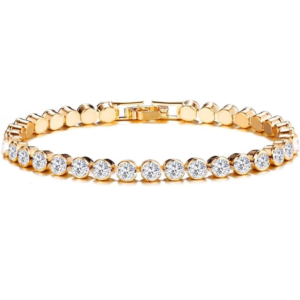 LOWEST PRICE - Luxury High Quality AAA Cubic Zirconia Crystals Tennis Bracelets For Women - Gold Silver Color Bracelets - The Jewellery Supermarket