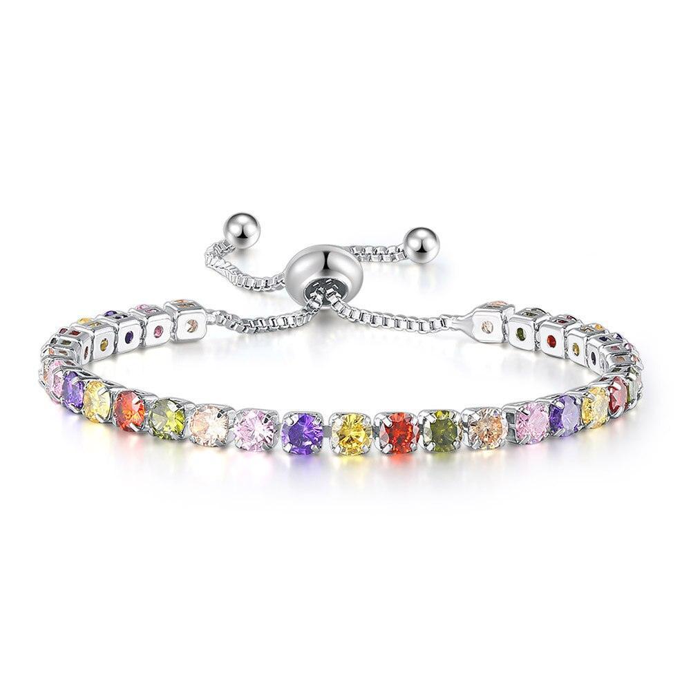 CHARMING Adjustable Colorful Birthstone AAA CZ Crystals MUlticolour Tennis Bracelets for Women - The Jewellery Supermarket