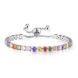 CHARMING Adjustable Colorful Birthstone AAA CZ Crystals MUlticolour Tennis Bracelets for Women - The Jewellery Supermarket