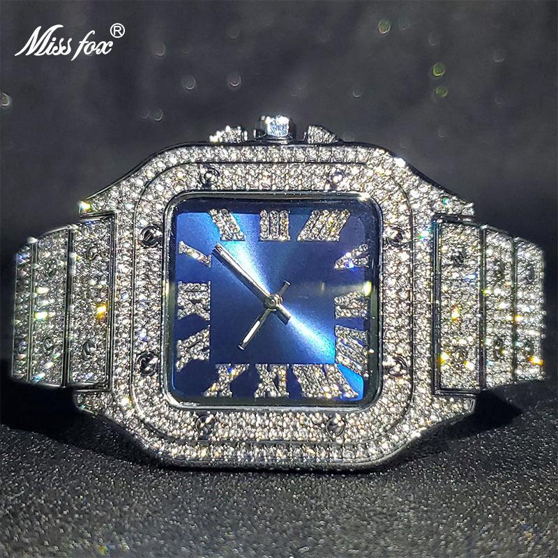 Luxury Couple Ice Gray Square Diamond Limited Edition Watches - The Jewellery Supermarket