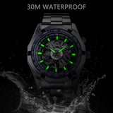 NEW - Luxury Mens Stainless Steel Skeleton Mechanical Waterproof Watch - The Jewellery Supermarket