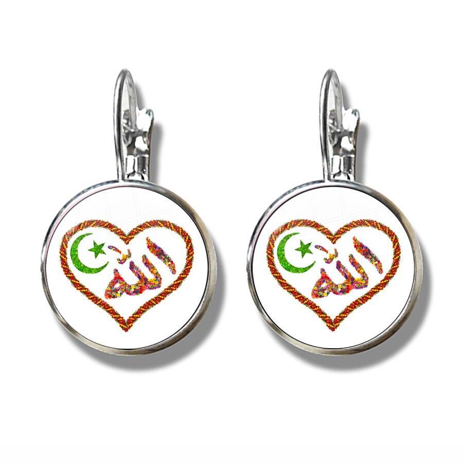 NEW Muslim Islamic Hook Glass Cabochon Religious Earrings For Women and Girls - The Jewellery Supermarket