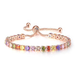 CHARMING Adjustable Colorful Birthstone AAA CZ Crystals MUlticolour Tennis Bracelets for Women - The Jewellery Supermarket