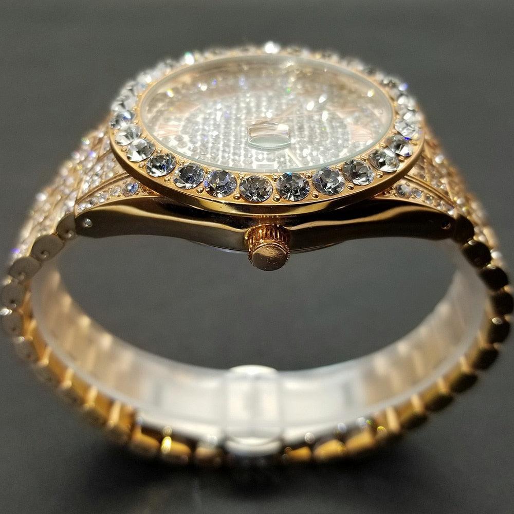 NEW Brand Luxury Roman Ice Out Automatic Date Full Simulated Diamonds Luminous Hip Hop Men Watches - The Jewellery Supermarket