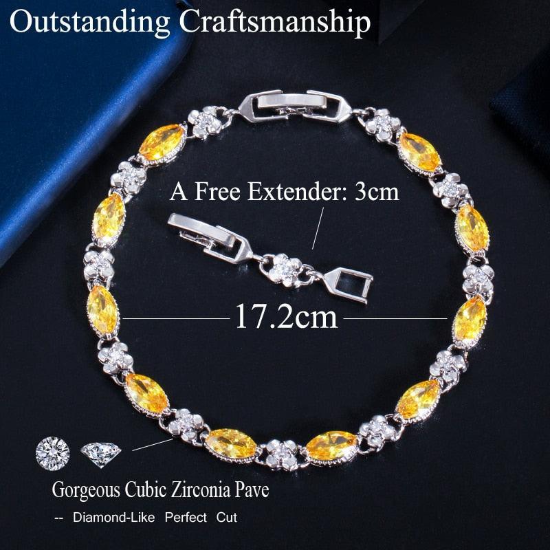 Beautiful Marquise Cut Yellow AAA+ Cubic Zirconia Simulated Diamonds Luxury Tennis Bracelets - The Jewellery Supermarket