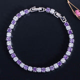 Fashion Tennis Style White Gold Color AAA+ Cubic Zirconia Simulated Diamonds With Red Blue Black Green Bracelets - The Jewellery Supermarket