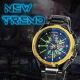 NEW - Luxury Men Gold Skeleton Luminous Military Automatic Mechanical Waterproof Watch - The Jewellery Supermarket