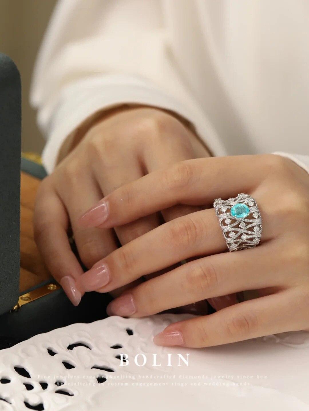 Brilliant Supernatural Luxury AAA+ Zirconia Geometric Aquamarine Fashion Ring - The Jewellery Supermarket