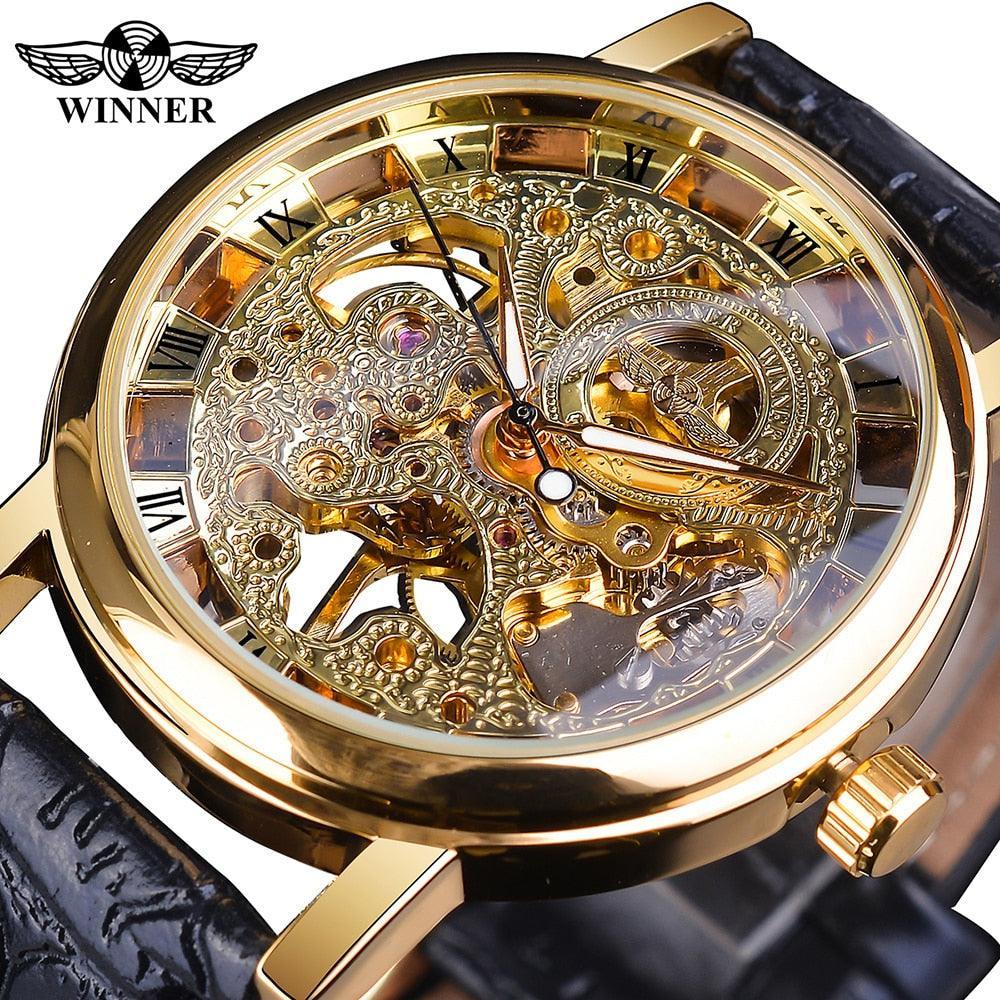 Top Brand Luxury Transparent Golden Case Luxury Casual Design Skeleton Watch - The Jewellery Supermarket