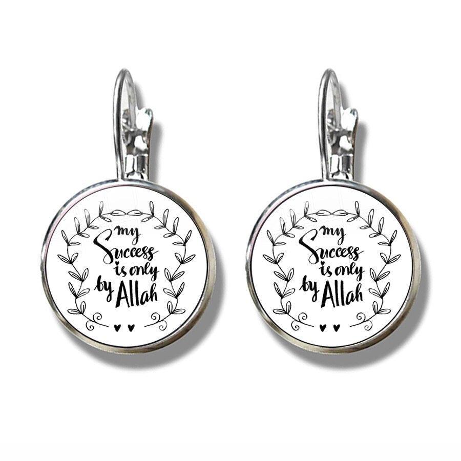 NEW Muslim Islamic Hook Glass Cabochon Religious Earrings For Women and Girls - The Jewellery Supermarket