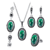 New Fashion Red Stone Necklace And Earring Bracelet Ring For Women - 4Pcs Boho Jewellery Set - The Jewellery Supermarket