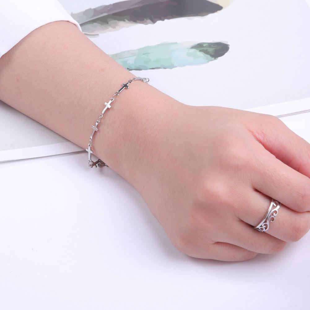 BEST SELLER Cute Fashion Cross Bracelet Stainless Steel Adjustable Bracelets - Jesus Christian Jewellery - The Jewellery Supermarket