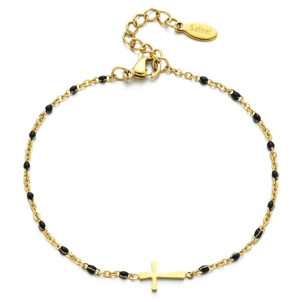 Boho Gold Colour Charming Thin Style Fashion Chain Jesus Christian Stainless Steel Bracelets - Religious Jewellery - The Jewellery Supermarket