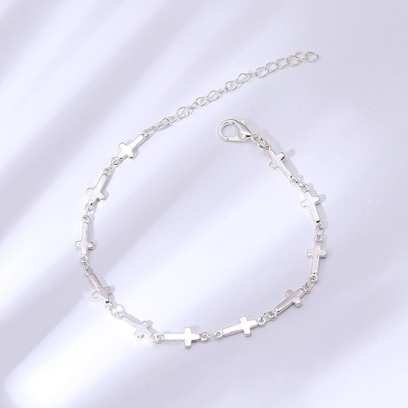 2 Color Simple Style Small Cross Bracelets Bangles for Women - Charming Christian Jewellery - The Jewellery Supermarket