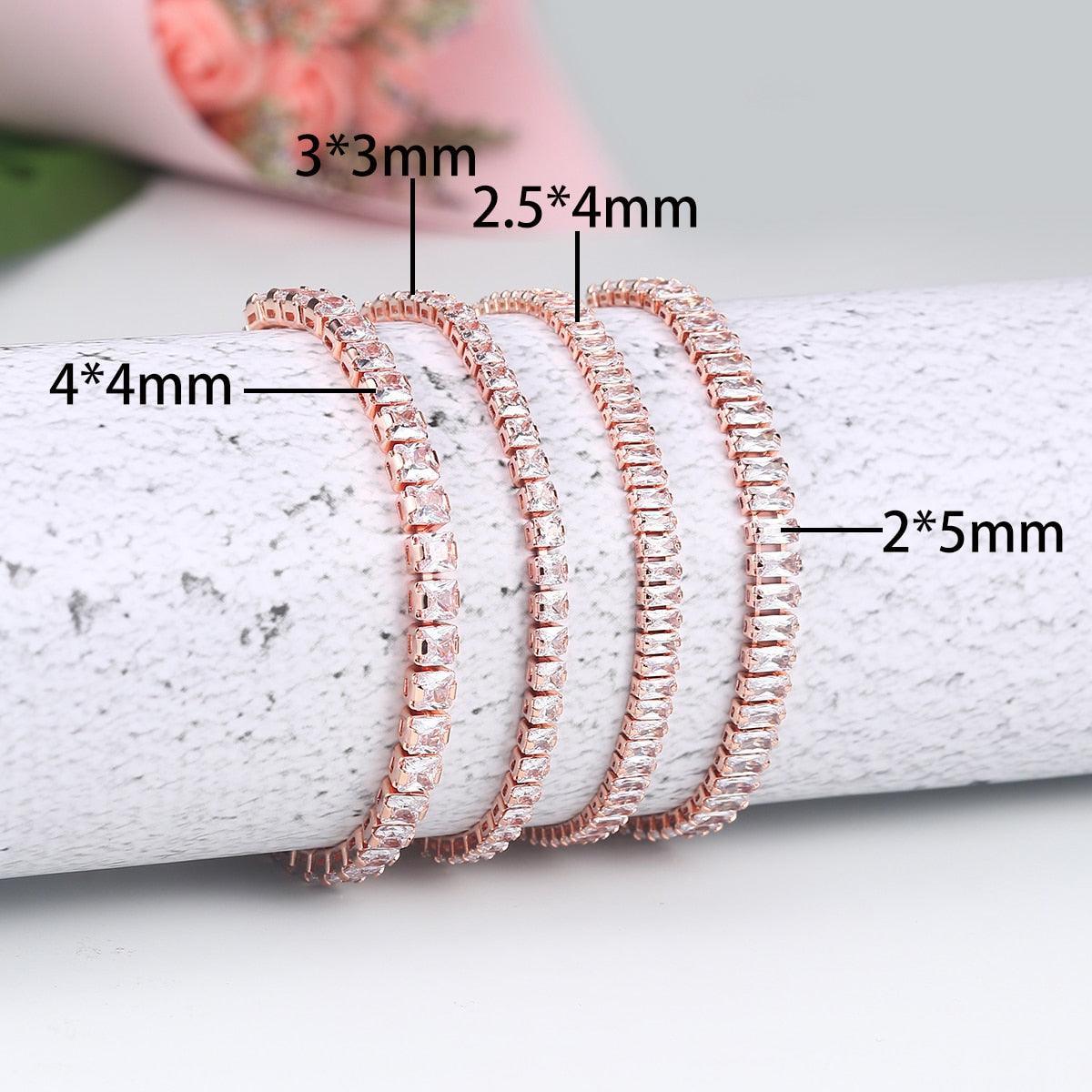 NEW Adjustable Various Size Clear AAA+ Zircon Diamonds Geometric Tennis Bracelets For Women - The Jewellery Supermarket