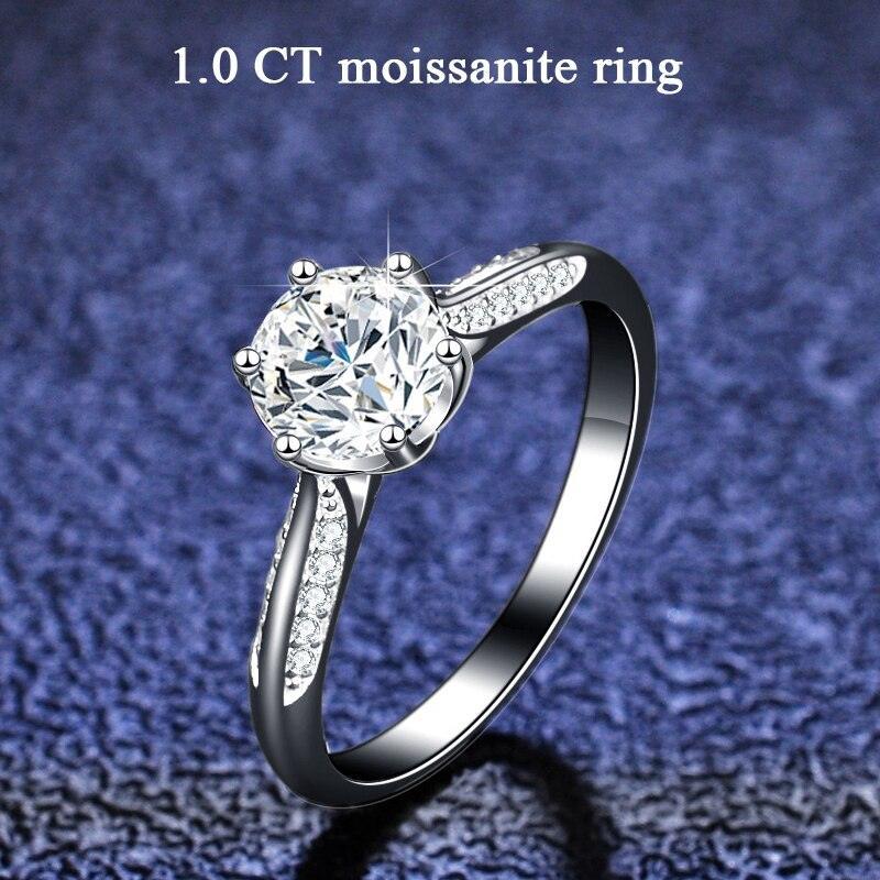 Attractive Platinum Plated Round Cut High Quality Moissanite Diamonds Rings - Fine Jewellery - The Jewellery Supermarket