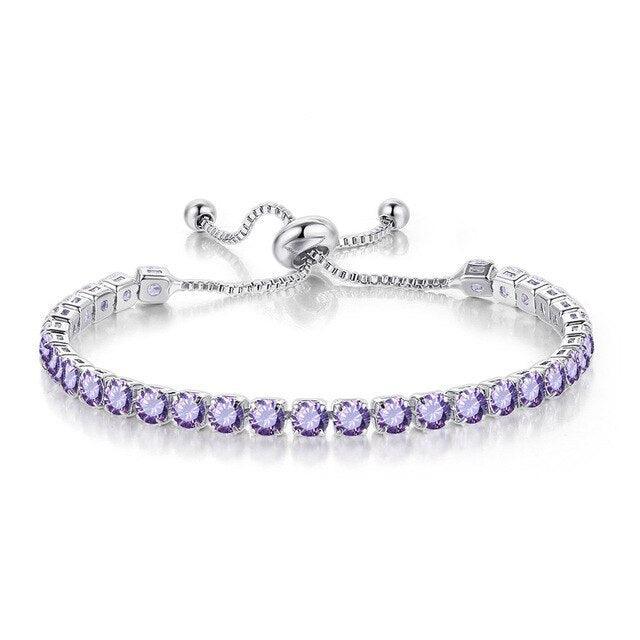 CHARMING Adjustable Colorful Birthstone AAA CZ Crystals MUlticolour Tennis Bracelets for Women - The Jewellery Supermarket