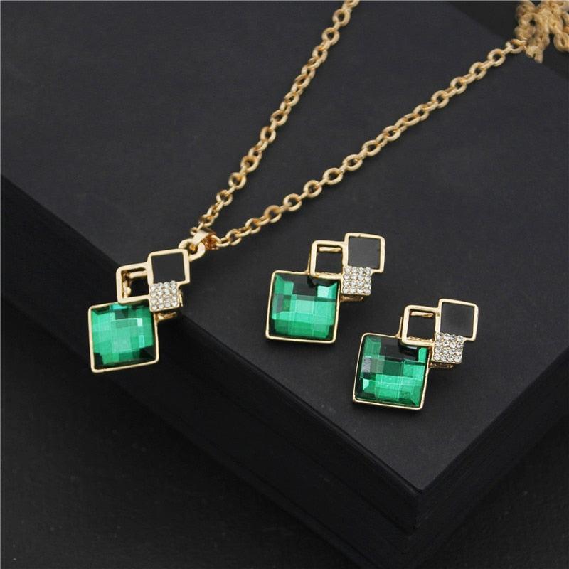 New Design Fashion Crystal Pendants Necklace Earrings Sets for Women Jewelry Set - The Jewellery Supermarket