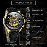 NEW - Luxury Men Silver Gold Skeleton Automatic Mechanical Wrist Military Watch - The Jewellery Supermarket