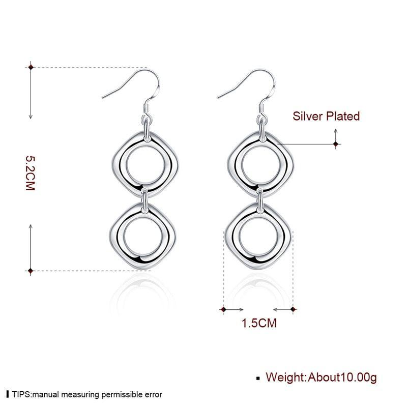 NEW ARRIVAL - Silver Round Square Necklace Earring Set For Woman - Fashion Charming Jewellery - The Jewellery Supermarket