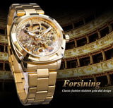 NEW - Luxury Men Golden Luminous Hands Skeleton Transparent Retro Watch - The Jewellery Supermarket