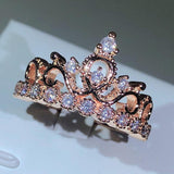 NEW Silver Birthstone Princess Jewelry Romantic Fashion AAAA Quality CZ Diamonds Crown Ring - The Jewellery Supermarket