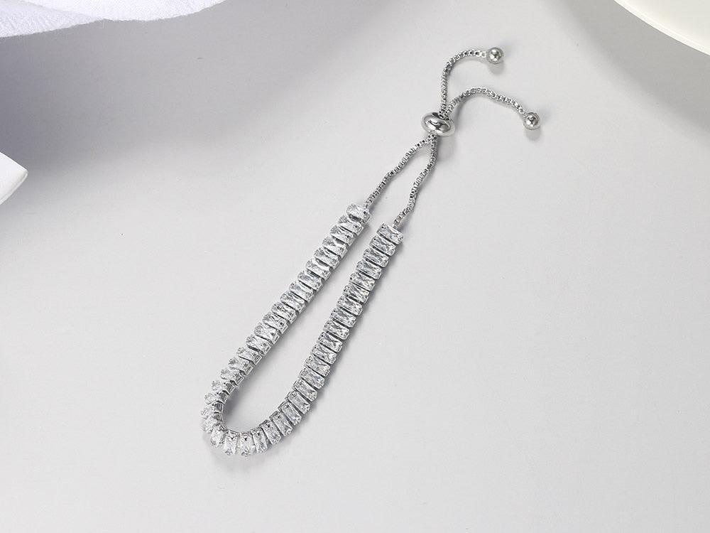 NEW Adjustable Various Size Clear AAA+ Zircon Diamonds Geometric Tennis Bracelets For Women - The Jewellery Supermarket