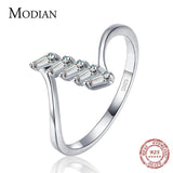 Genuine New Style Bague Silver Wave Trapezoid Clear AAAA Simulated Diamonds Ring - Minimalist Fine Jewellery