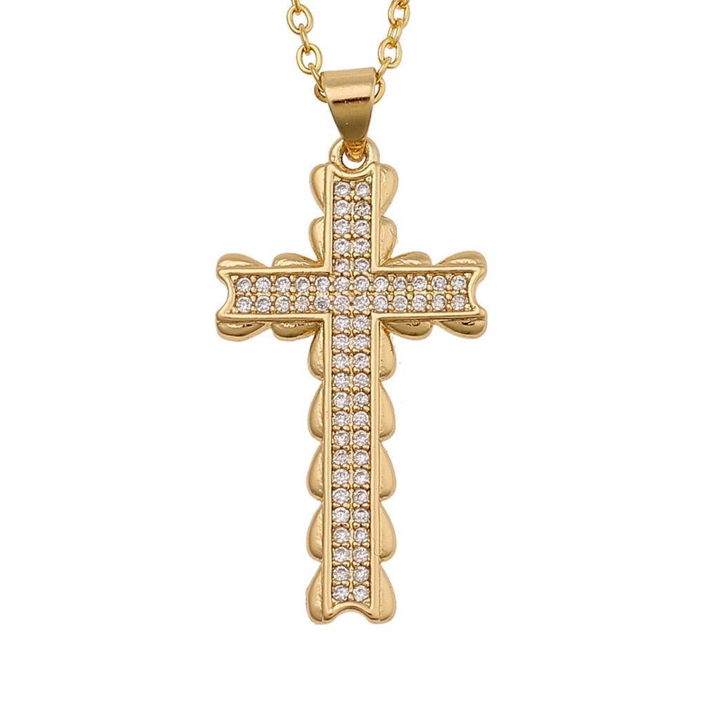 Attractive Christian Cross Shiny Pave AAA Zircon Crytals Necklaces - Religious Jewellery Gifts - The Jewellery Supermarket