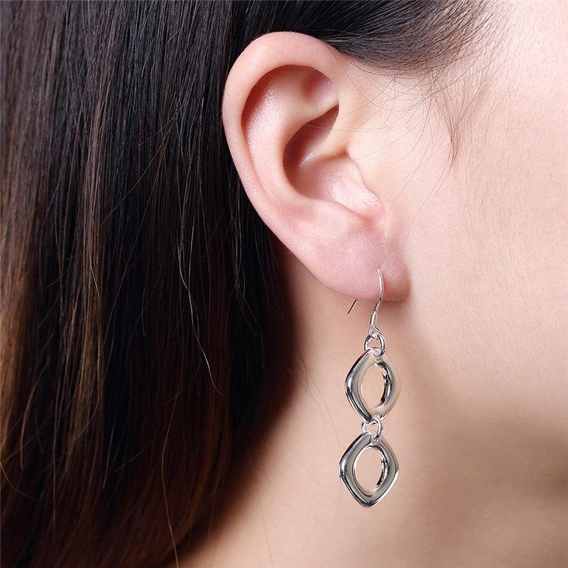 NEW ARRIVAL - Silver Round Square Necklace Earring Set For Woman - Fashion Charming Jewellery - The Jewellery Supermarket