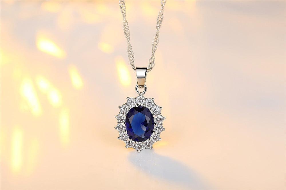 New Arrival - Luxury 3 Piece Blue Color Sunflower Silver Colour Quality Jewelry - The Jewellery Supermarket