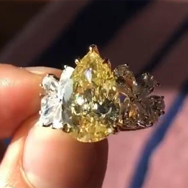 NEW ARRIVAL Charming Luxury Water Drop Shaped Lab Citrine Gemstones Jewellery Ring - The Jewellery Supermarket