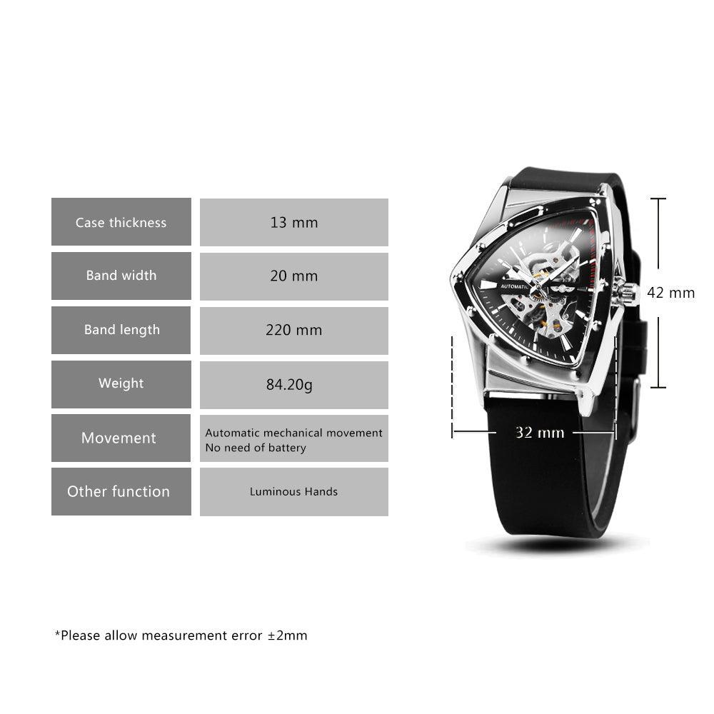 NEW - Luxury Men Gold Black Triangle Skeleton Automatic Mechanical Wristwatch Irregular Watch - The Jewellery Supermarket