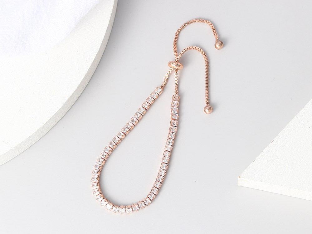 NEW Adjustable Various Size Clear AAA+ Zircon Diamonds Geometric Tennis Bracelets For Women - The Jewellery Supermarket