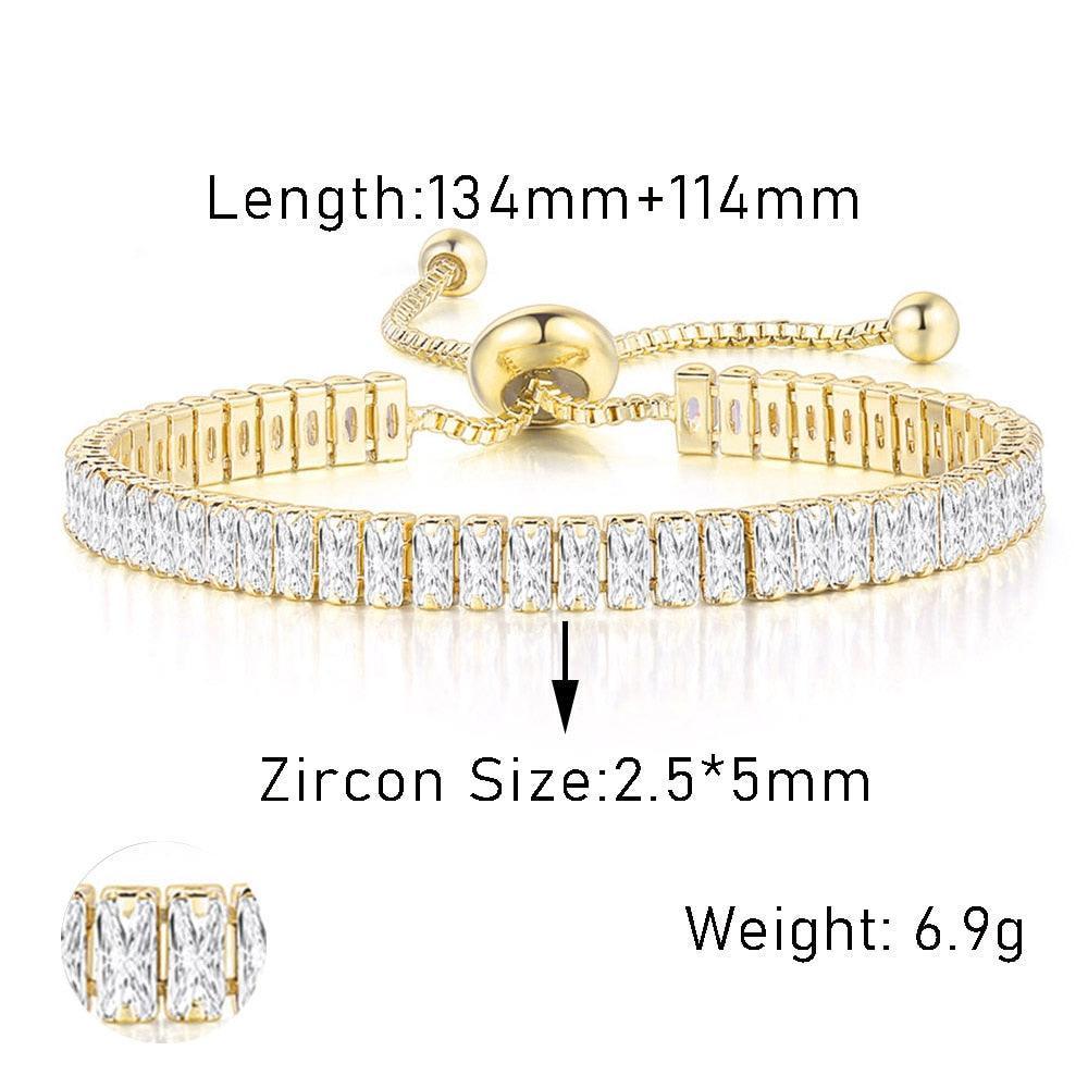 NEW Adjustable Various Size Clear AAA+ Zircon Diamonds Geometric Tennis Bracelets For Women - The Jewellery Supermarket