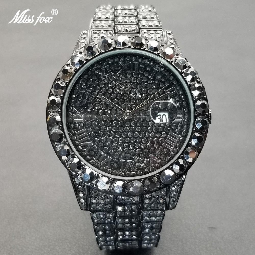 NEW Brand Luxury Roman Ice Out Automatic Date Full Simulated Diamonds Luminous Hip Hop Men Watches - The Jewellery Supermarket
