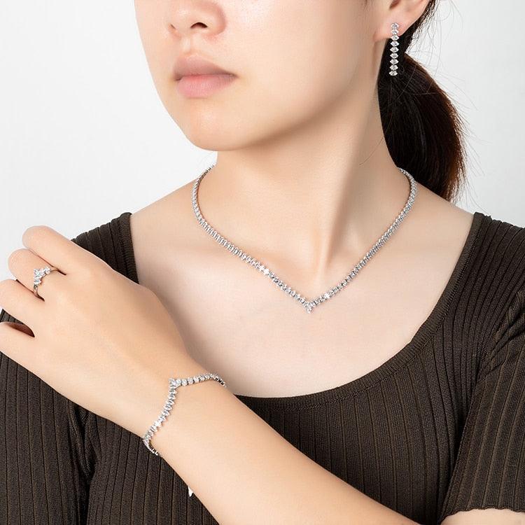 NEW ARRIVAL - Simple Lovely Ladies AAA+ Cubic Zirconia Diamonds jewellery Set - The Jewellery Supermarket