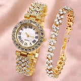 New Terrific Luxury Simulated Diamonds Watch Bling Fashion Watch And Bracelet Set - Ideal Gifts - The Jewellery Supermarket