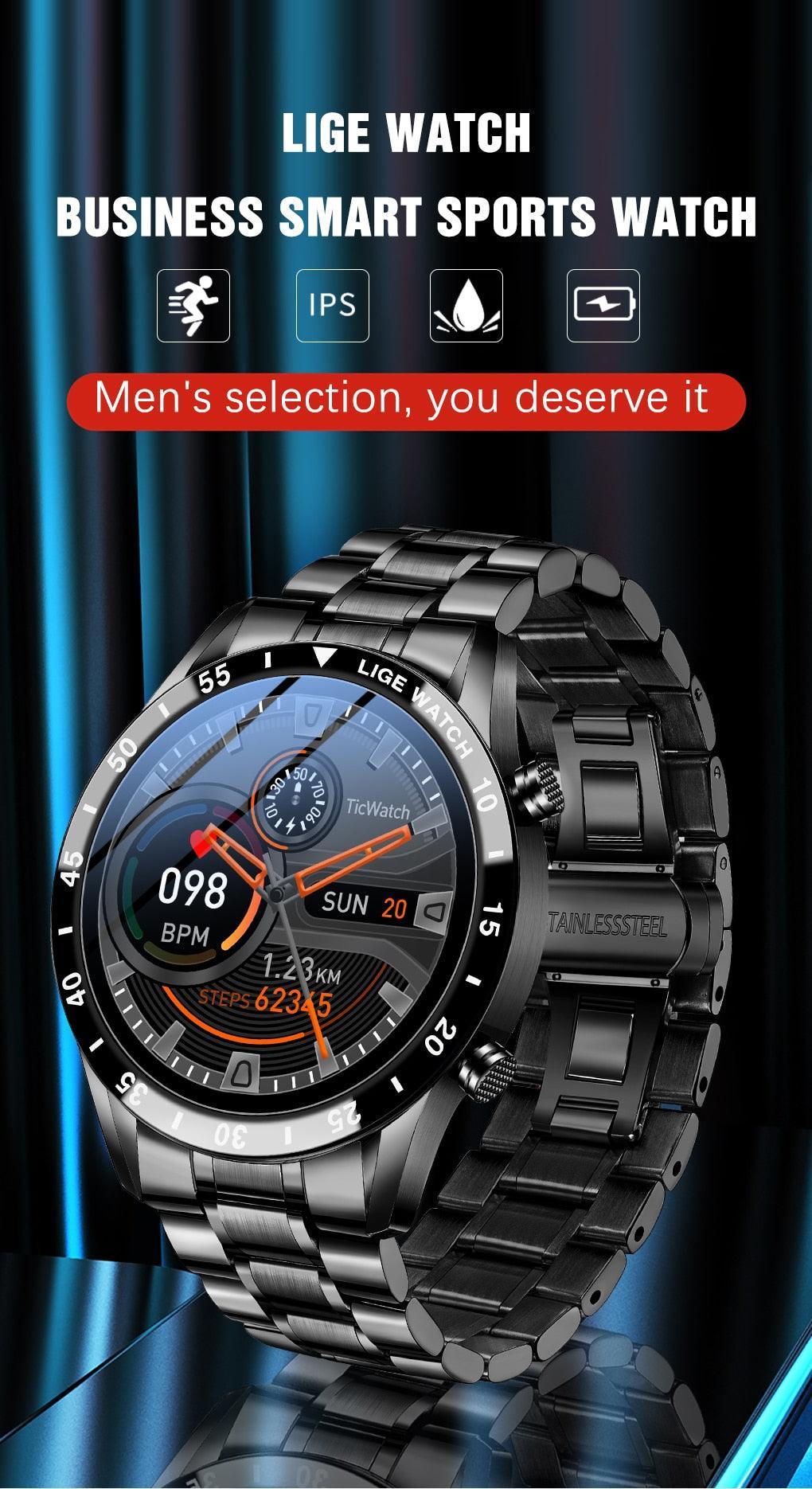 NEW MENS WATCHES - Full circle touch screen steel Band luxury Bluetooth call Sport Activity Smart watch - The Jewellery Supermarket