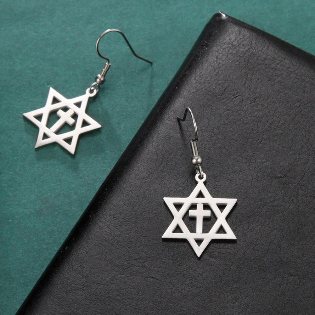 NEW Star of David Vintage Style Triple Spiral Drop Religious Earrings - The Jewellery Supermarket