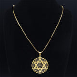 NEW Judaism Stainless Steel Flower of life Hexagram Gold Color Necklaces Pendant Necklace - The Jewellery Supermarket