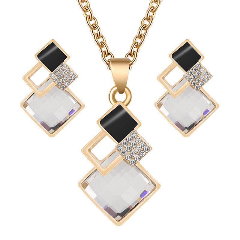 New Design Fashion Crystal Pendants Necklace Earrings Sets for Women Jewelry Set - The Jewellery Supermarket