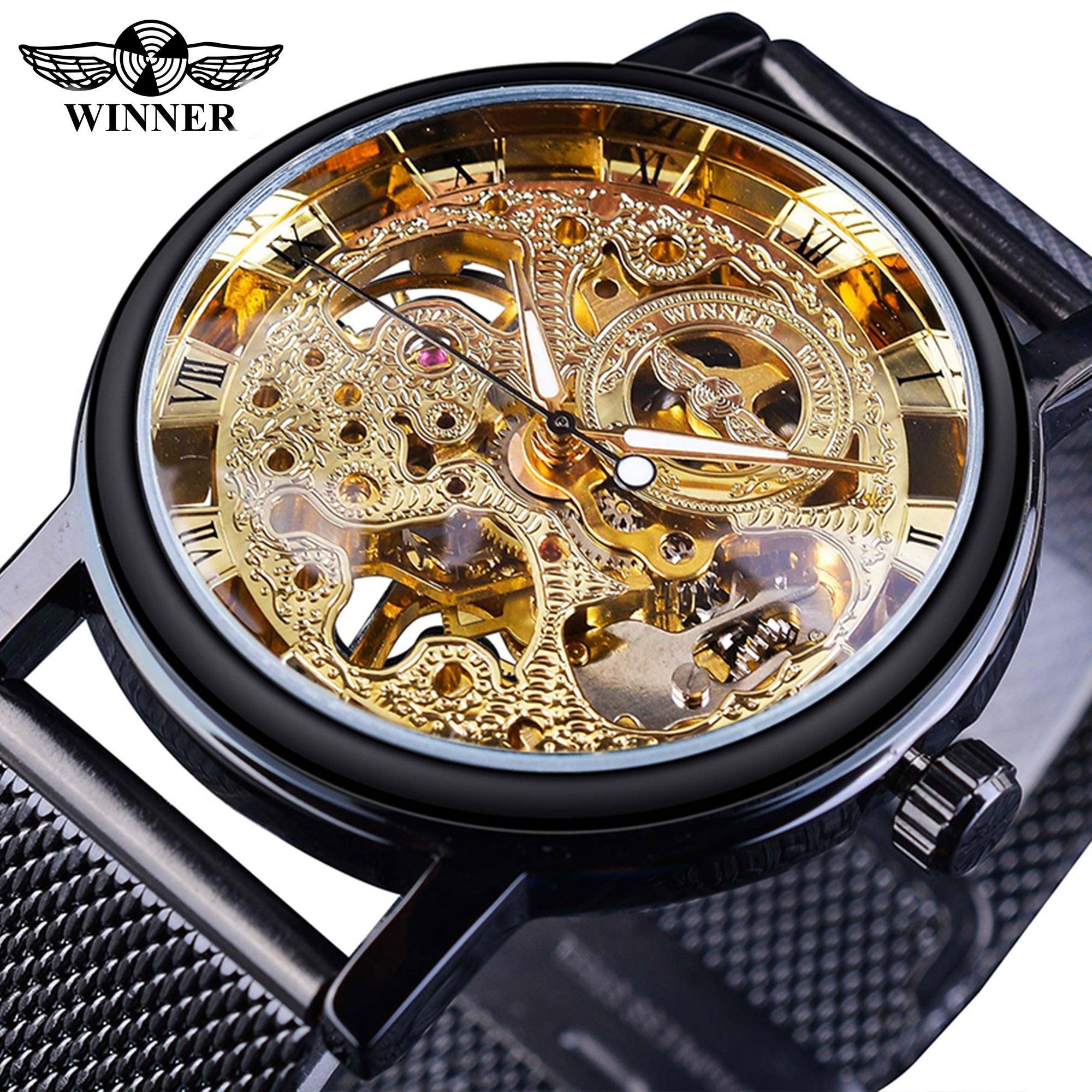 Top Brand Luxury Transparent Golden Case Luxury Casual Design Skeleton Watch - The Jewellery Supermarket