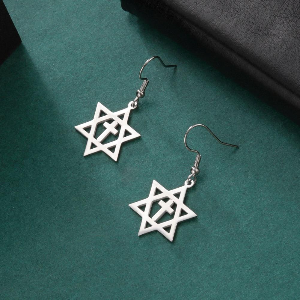 NEW Star of David Vintage Style Triple Spiral Drop Religious Earrings - The Jewellery Supermarket