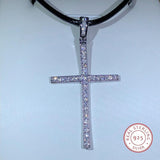 NEW  White AAA+ Cubic Zirconia Diamonds Glittering Cross 925 Sterling Silver Cross Necklace Pendant