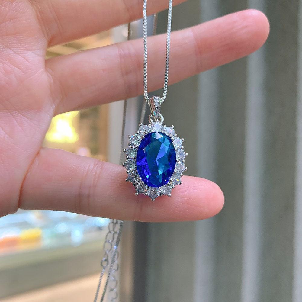NEW ARRIVALS - Charming Lab Tanzanite Sapphire Gemstone Lab Diamond Fine Jewelry Sets - The Jewellery Supermarket