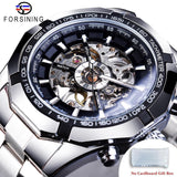 NEW - Luxury Mens Stainless Steel Skeleton Mechanical Waterproof Watch - The Jewellery Supermarket